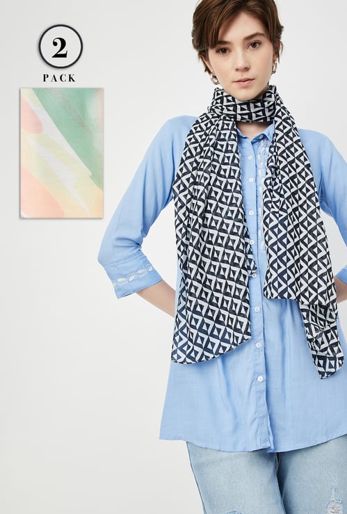 Women Printed Scarves - Pack of 2