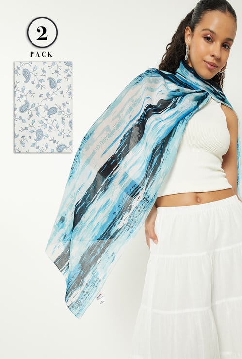 Women Printed Scarves - Pack of 2