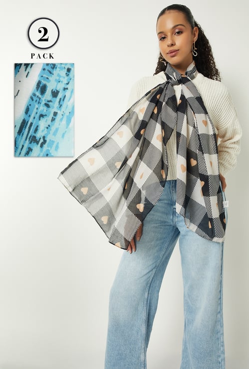 Women Printed Scarf - Pack of 2