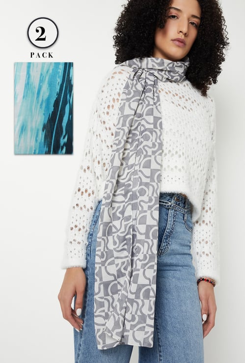 Women Printed Scarves - Pack of 2