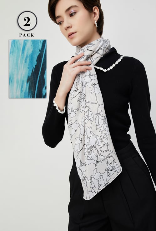 Women Printed Scarf - Pack of 2