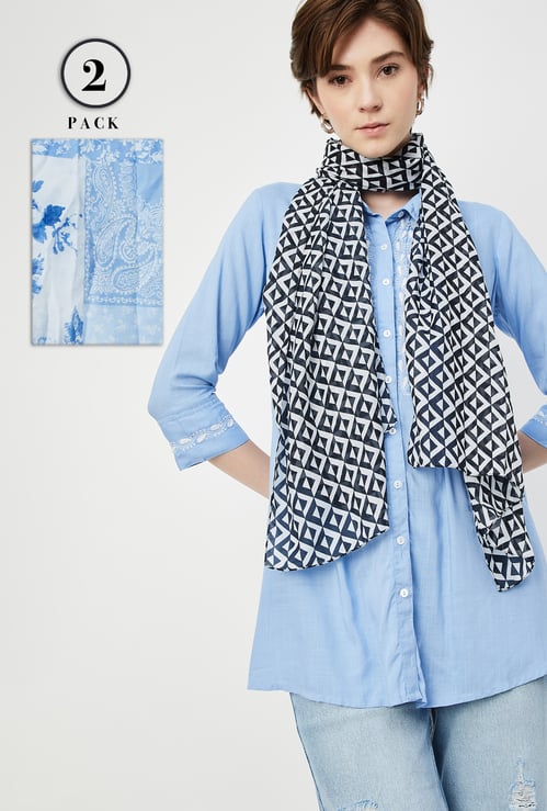 Women Printed Scarves - Pack of 2