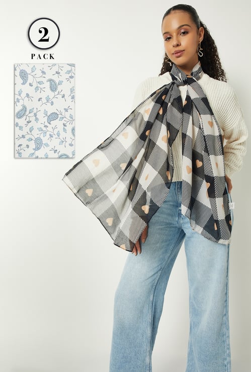 Women Printed Scarves - Pack of 2