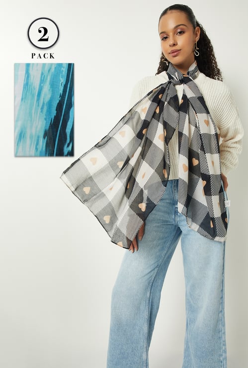 Women Printed Scarf - Pack of 2