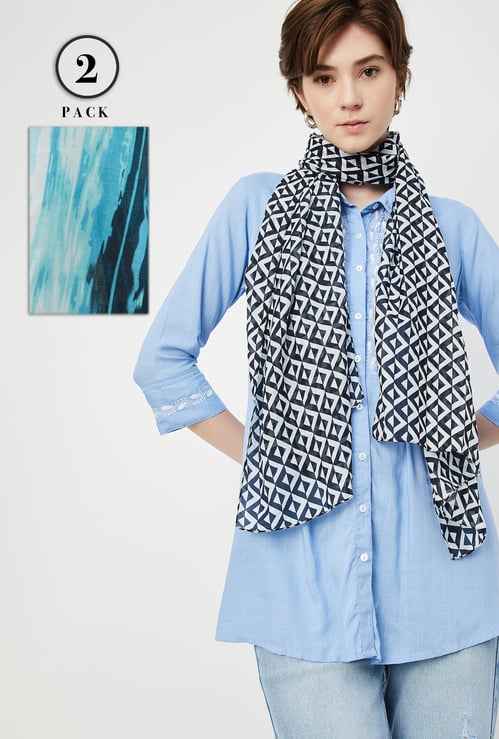 Women Printed Scarf - Pack of 2