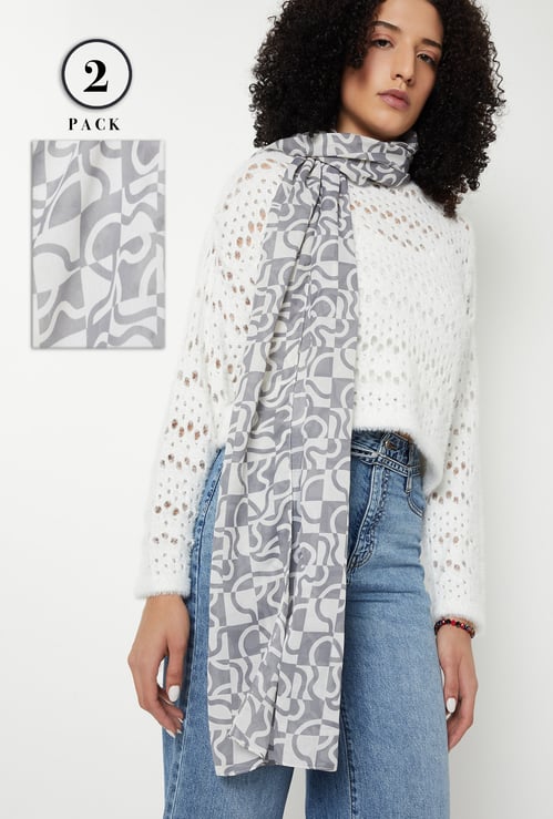 Women Printed Scarves - Pack of 2