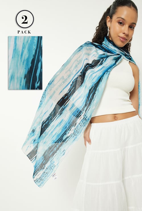 Women Printed Scarf - Pack of 2