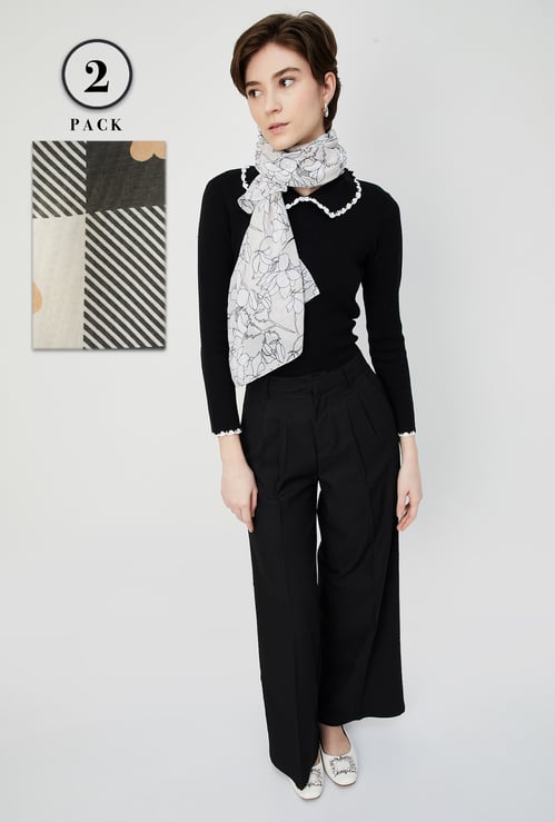 Women Printed Scarf - Pack of 2