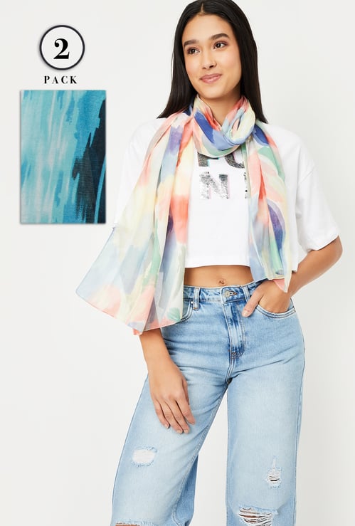 Women Printed Scarf - Pack of 2