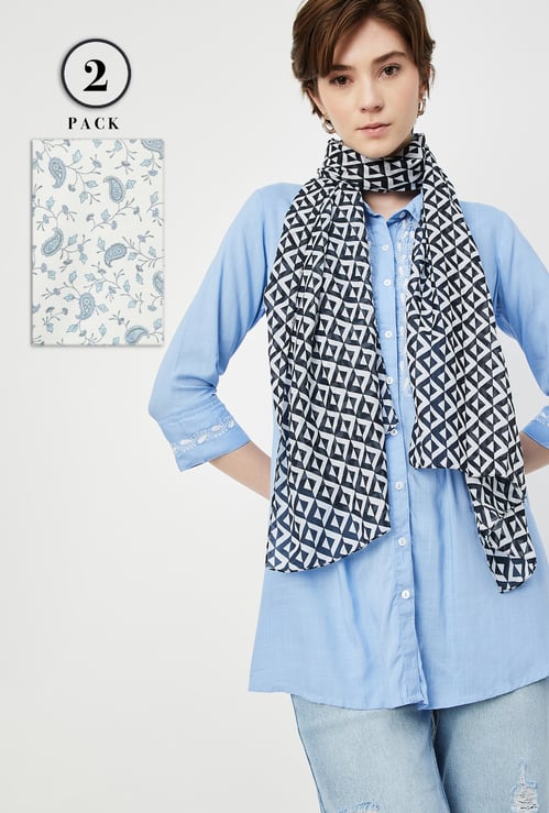 Women Printed Scarves - Pack of 2