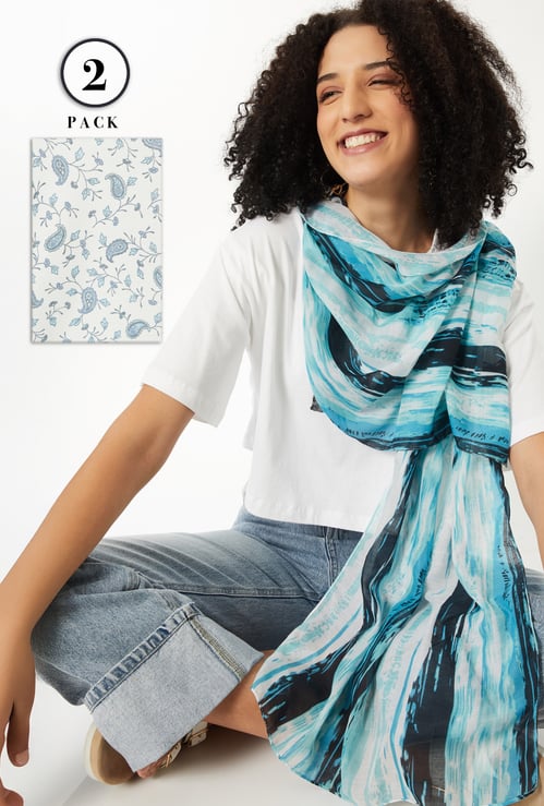 Women Printed Scarf - Pack of 2