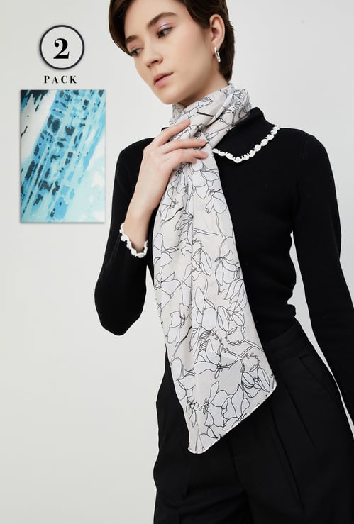 Women Printed Scarf - Pack of 2