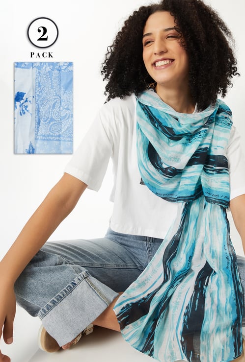 Women Printed Scarves - Pack of 2