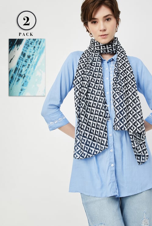 Women Printed Scarf - Pack of 2