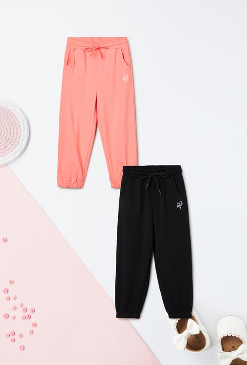 Girls Solid Joggers - Pack of 2