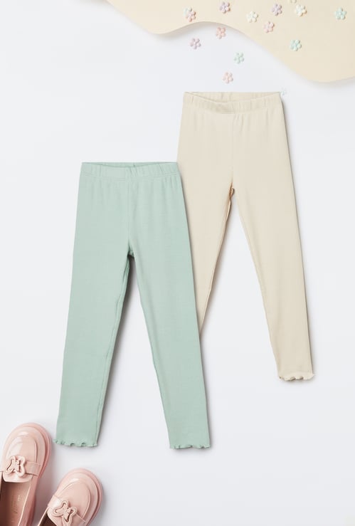 Girls Solid Leggings - Pack of 2