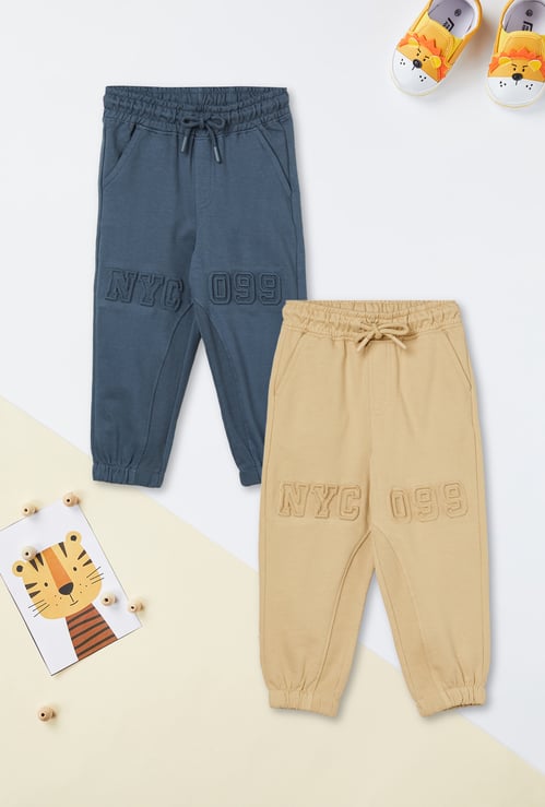 Boys Debossed Joggers - Pack of 2