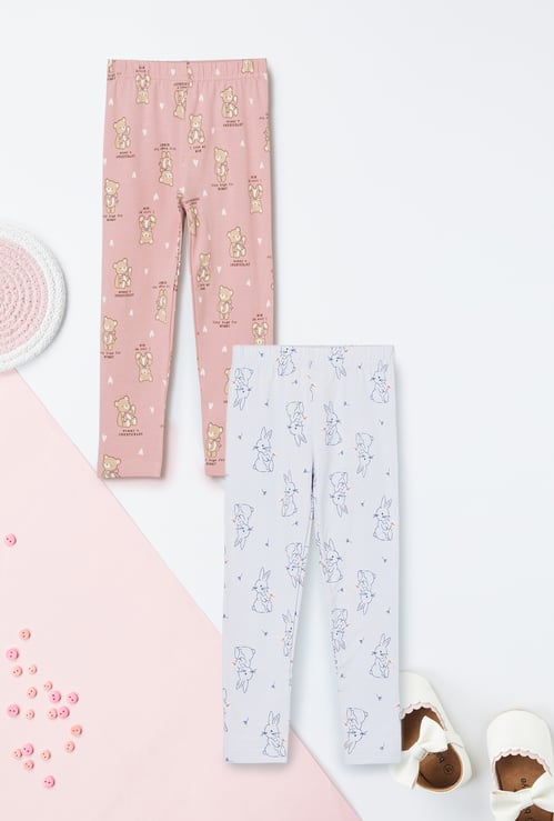 Girls Printed Leggings - Pack of 2