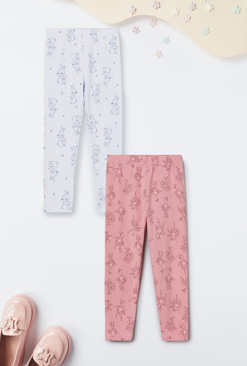 Girls Printed Leggings - Pack of 2