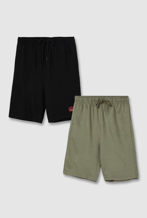 Boys Solid Shorts - Pack of 2