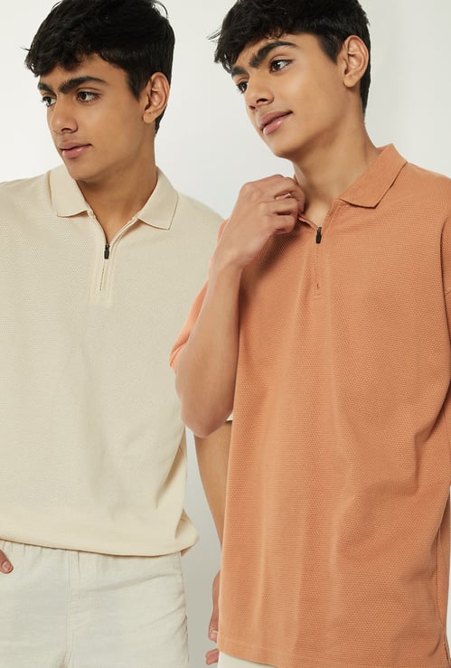 Boys Solid Polo T-shirt - Pack of 2