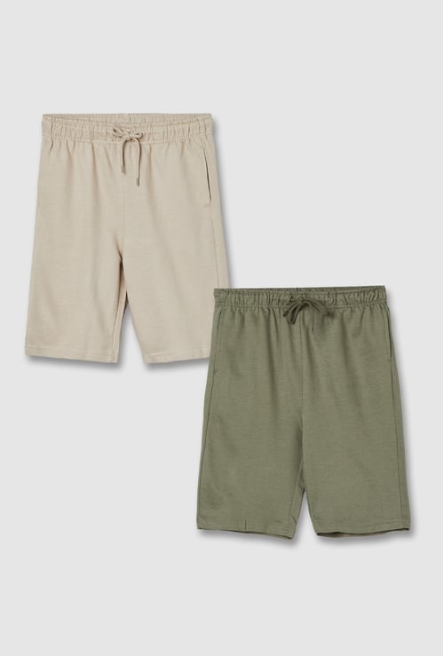 Boys Solid Shorts - Pack of 2