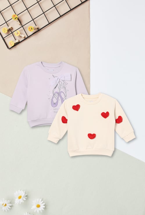 Girls Appliqued Sweatshirt - Pack of 2