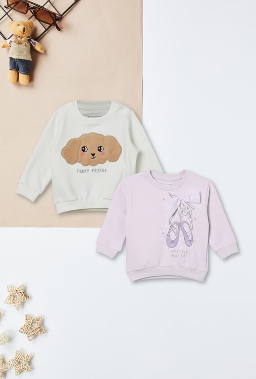 Girls Appliqued Sweatshirt - Pack of 2