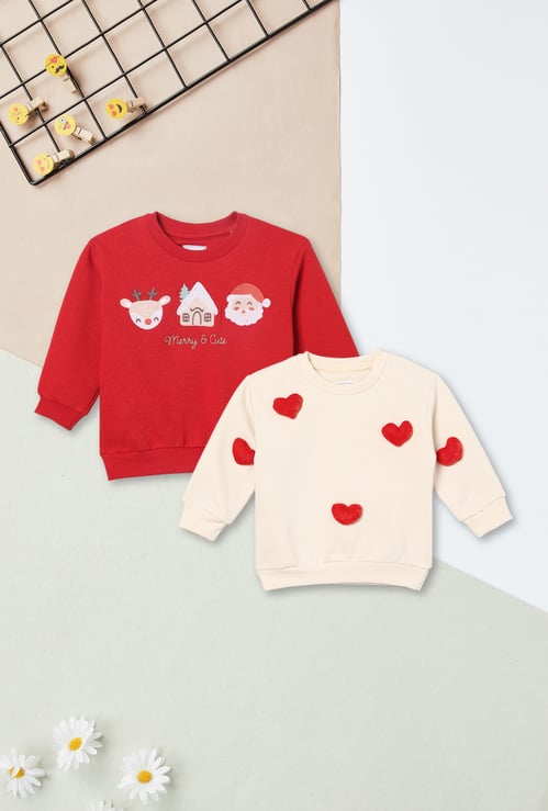 Girls Appliqued Sweatshirts - Pack of 2