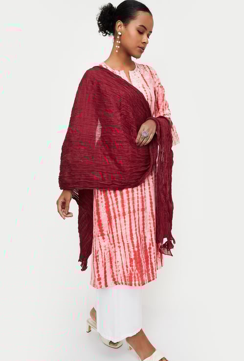 Women Scrunched Solid Dupatta