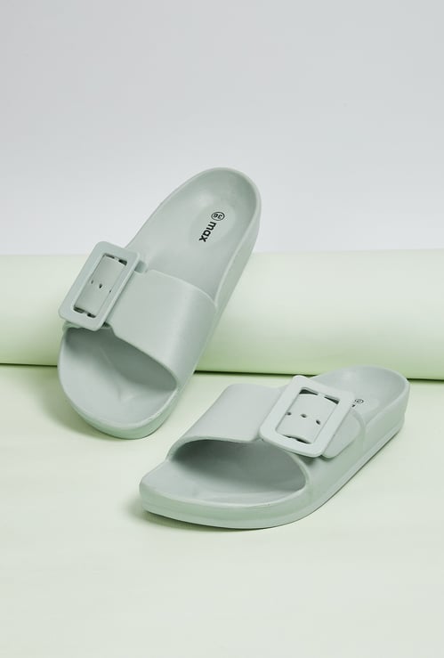Women Solid Buckle Sliders