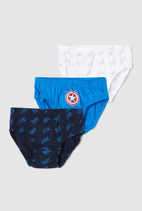 Boys Assorted Captain America Printed Elasticated Briefs - Pack of 3