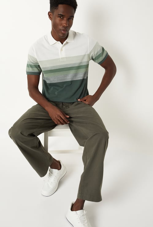 Men Striped Slim Fit Polo T-shirt