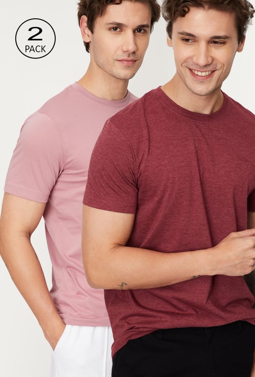 Men Solid Loungewear T-shirts - Pack of 2