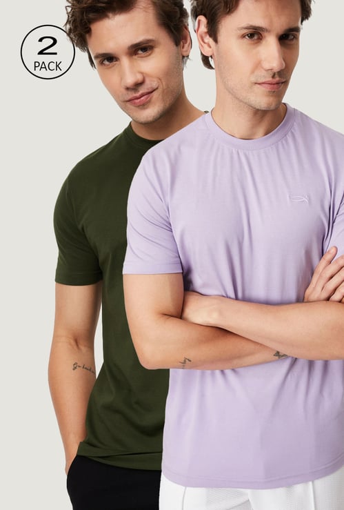 Men Solid Loungewear T-shirts - Pack of 2