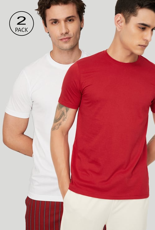 Men Solid T-shirts - Pack of 2