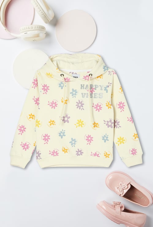 Girls Printed Hooded Sweatshirt