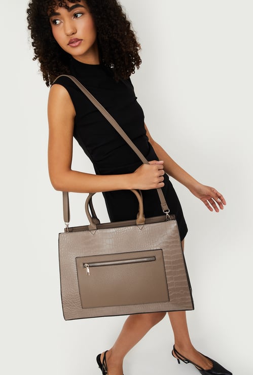 Women Croc-Textured Handheld Bag