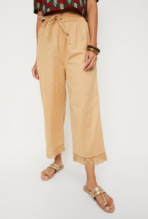 Women Lace Hem Palazzos