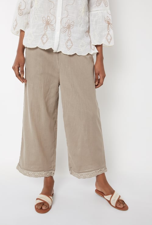 Women Lace Hem Palazzos