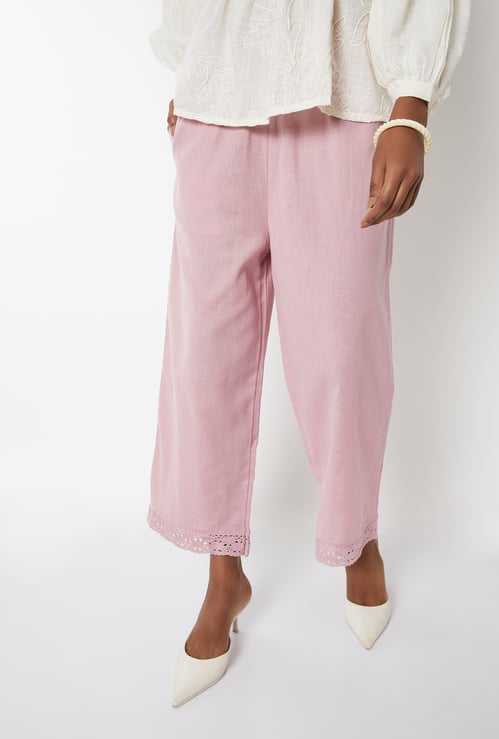 Women Lace Hem Palazzos