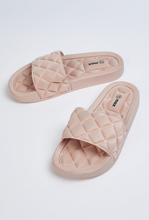 Women Quilted Open-Toe Sliders