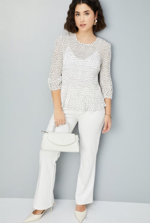 Women Polka Dot Pleated Top
