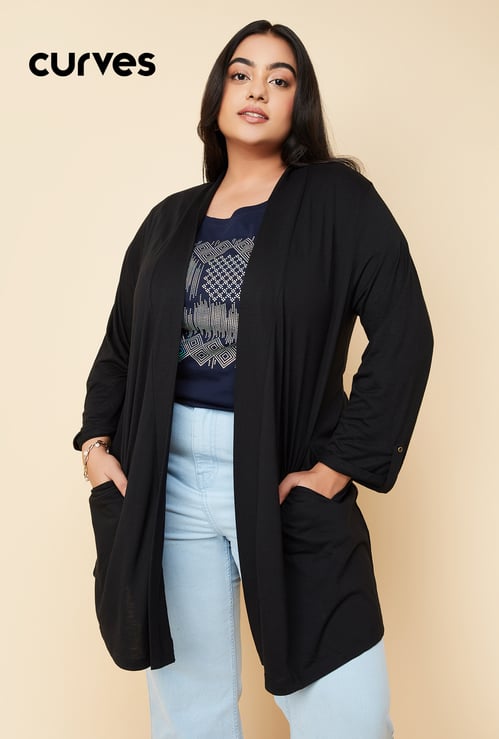 Women Solid Open-Front Shrug