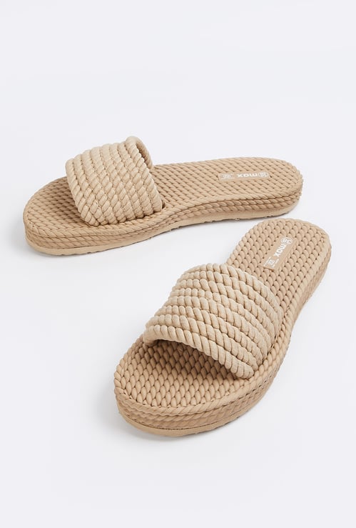 Women Textured Open-Toe Sliders