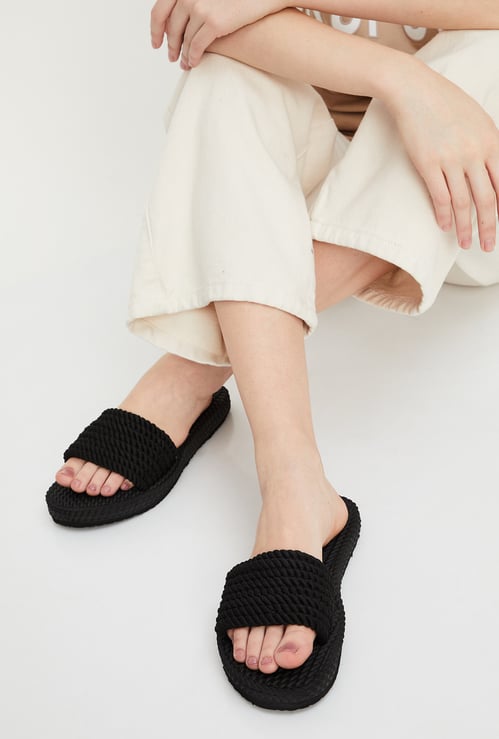 Women Textured Open-Toe Sliders