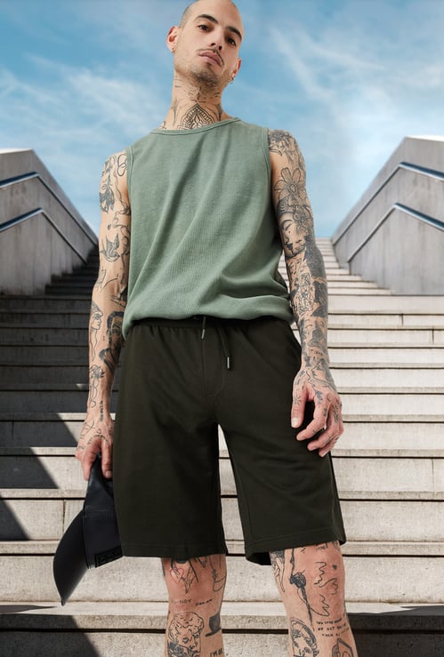 Men Solid Athleisure Shorts