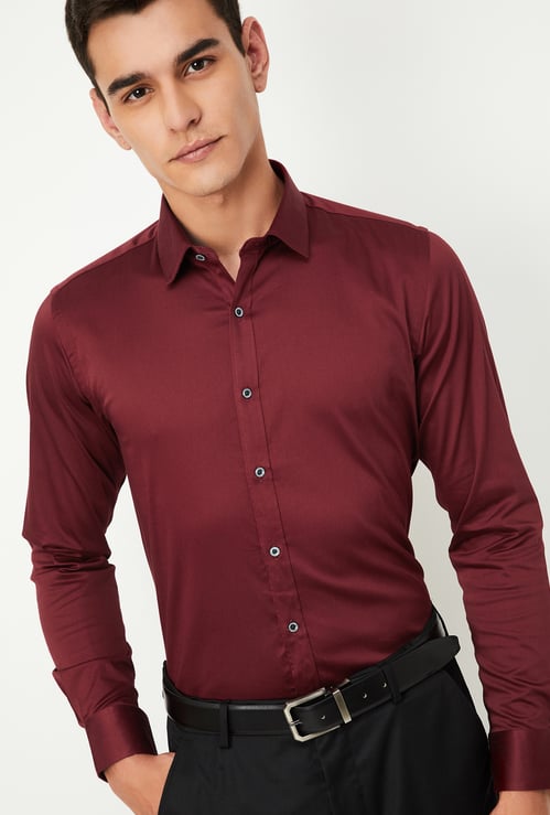 Men Slim Fit Solid Formal Shirt