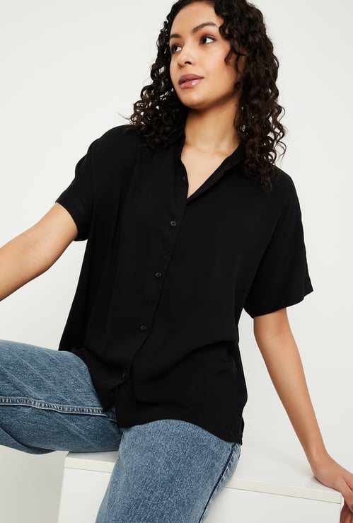 Women Solid Extended Sleeves Shirt