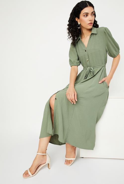 Women Solid Shirt Dress